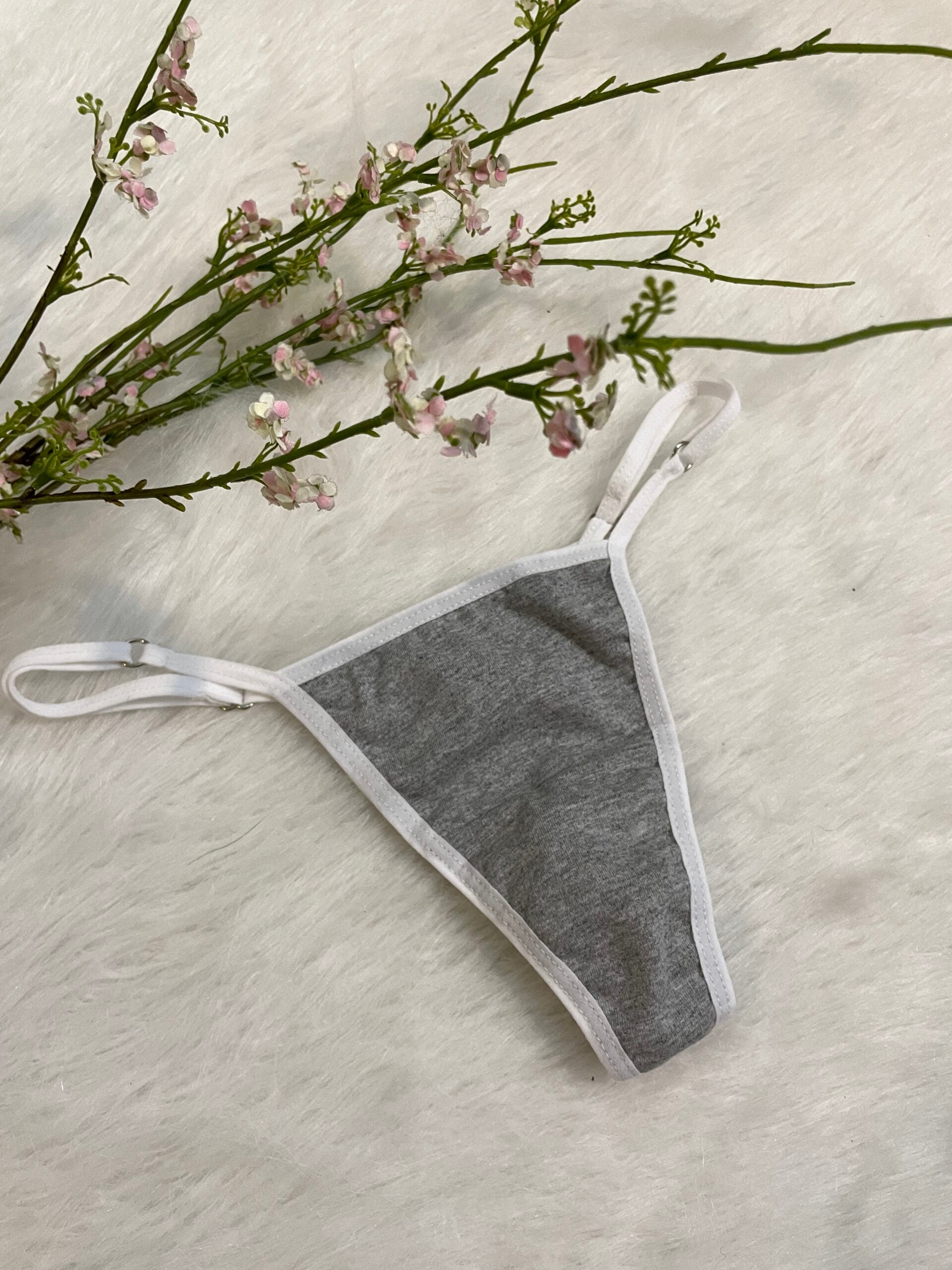 Microtanga de Algodón Gris
